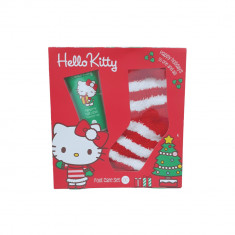 Set cadou, Accentra: Lotiune pentru picioare, 100 ml, menta, Hello Kitty + Sosete, alb si rosu, micr