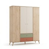 Cumpara ieftin Dulap Haine Adore Tiffany, 4 usi, 2 sertare, Multicolor, 162 x 200 x 54 cm