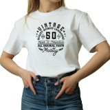 Tricou Dama, Zi de nastere 50 ani, La multi ani, alb, S
