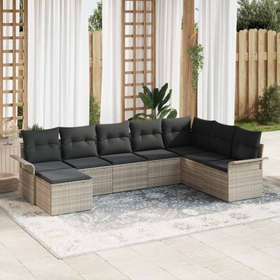 vidaXL Set de canapele pentru grădină 8 pcs Gri deschis Rattan poli 3354151 foto