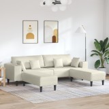 VidaXL Canapea din catifea cu pernă cu pernă 3 pcs Crem 208 cm Catifea