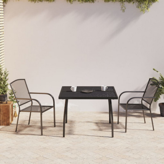 vidaXL Set de masă grădină, 3 piese, antracit, oțel 3187967