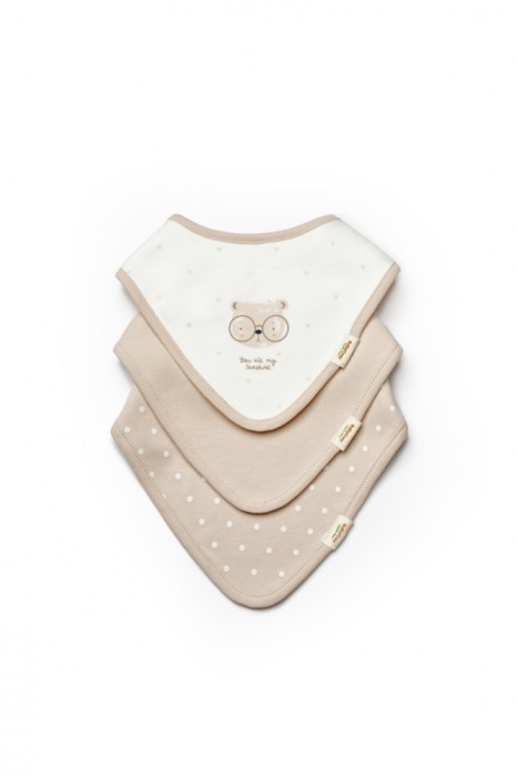 Set de 3 bavete pentru nou nascut, 100% bumbac organic, teddybear, babycosy