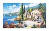 Cumpara ieftin Tablou peisaj mediteranean Grecia pictat manual, O zi minunata, 100x60cm ulei pe panza, Constantin Feraru