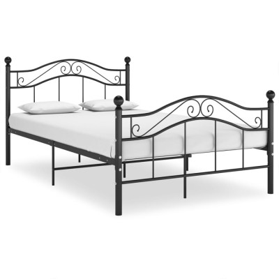 vidaXL Cadru de pat, negru, 120x200 cm, metal foto
