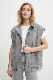 Answear Lab vesta de blugi femei, culoarea gri, de tranzitie