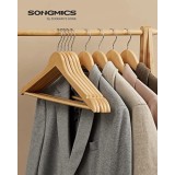 Set de 10 umerase din lemn, Songmics, Natural-Argintiu, 44.5x23x1.2 cm