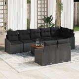 Gossi set de canapea de gradina cu perne 9 piese negru poliratan acacia