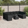 Gossi set canapele de gradina cu perne, 10 piese, negru, poliratan