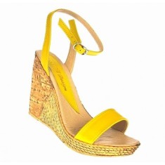 Sandale dama din piele naturala cu platforme de 10 cm - Model Galben L
