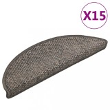 VidaXL Covoraș scări autoadeziv 15 buc maro bej 56x17x3cm aspect sisal