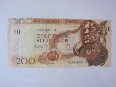 Bolivia 200 Bolivianos 1986 bancnotă fantezistă foto