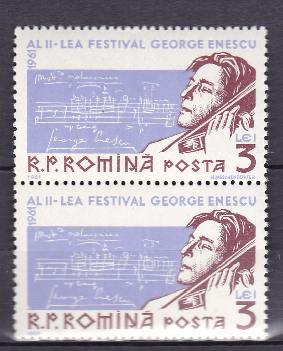 ROMANIA 1961 LP 522 AL II-LEA FESTIVAL GEORGE ENESCU PERECHE SERII MNH