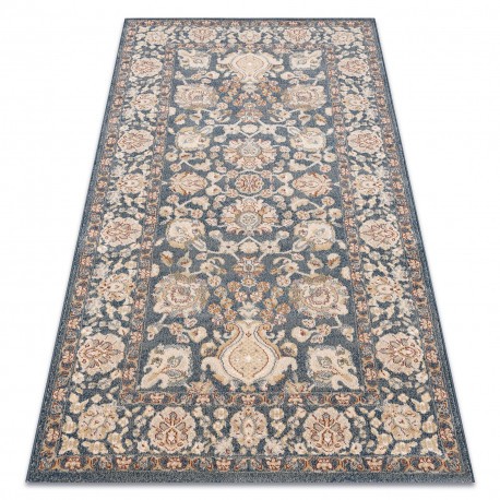 Covor L&acirc;nă JADE 45009/900 Cadru, flori clasic bej / albastru OSTA, 85x160 cm