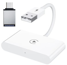 Adaptor Wireless Pentru Apple CarPlay Si IPhone IOS 10+, Dongle USB-Type C, WiFi 5G, Bluetooth, Conectare Automata, Alb AutoREY&reg;