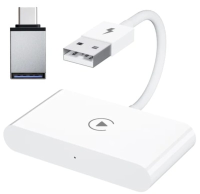 Adaptor Wireless Pentru Apple CarPlay Si IPhone IOS 10+, Dongle USB-Type C, WiFi 5G, Bluetooth, Conectare Automata, Alb AutoREY&amp;reg; foto