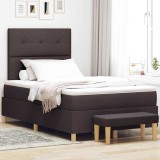 VidaXL Pat cu arcuri cu saltea Maro &icirc;nchis 120 x 190 cm țesătură