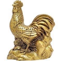 Cocos feng shui pe munte de aur, remediu pentru castiguri si inlaturare energii negative, statueta auriu, 9,5cm