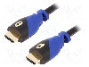 Cablu HDMI - HDMI, din ambele par&amp;#355;i, HDMI mufa, 5m, negru-albastru, Goobay - 72320