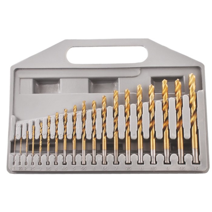 Trusa burghie titan, cutie din platic, 1 - 10 mm, 19 piese