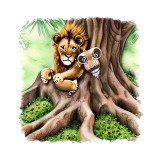 Cumpara ieftin Sticker decorativ, Leu in copac, Maro, 55 cm, 9050ST, Oem