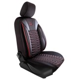 Set huse scaune auto Panda Paris, negru cu cusatura rosie, 11 piese