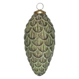 Set 6 globuri sticla verde antic 7x15 cm