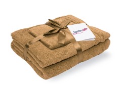 Set prosoape bumbac Somnart, 600gsm, de fata 50x90 cm + de corp 70x140 + de maini 30x50 cm - bej Relax KipRoom