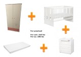 Cumpara ieftin Set mobilier camera bebelusi Klups Korona Paula alb-roz cu saltea