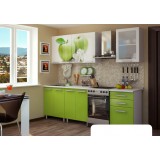Bucatarie Famp Mar, 180x60x200 cm, Alb + Verde