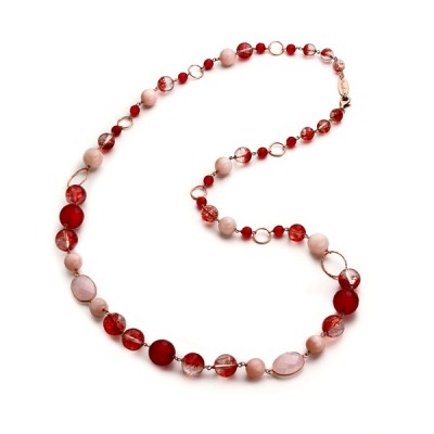 Colier Sunshine din cuarț roșu și jad roz foto