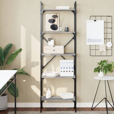 vidaXL Bibliotecă cu 5 niveluri gri sonoma 56x31,5x174cm lemn compozit 833346 foto