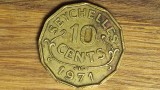 Seychelles - raritate exotica - moneda de colectie 10 cents 1971 dodecagonala - tiraj 100k