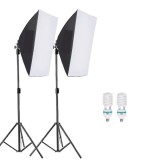 Cumpara ieftin Kit de 2 softboxuri, 2 trepiezi reglabili 200 cm, 2 becuri 150W