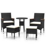 Cumpara ieftin Set mobilier de gradina, 5 piese, negru, poliratan