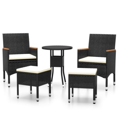 Set mobilier de gradina, 5 piese, negru, poliratan foto