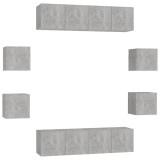 Cumpara ieftin Set de dulapuri TV, 8 piese, gri beton, lemn prelucrat