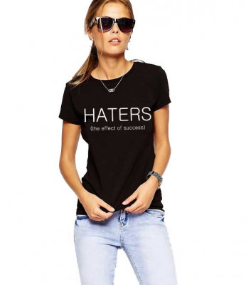 Tricou dama negru - HATERS - M foto