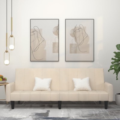Gossi canapea extensibila cu 2 locuri, crem, catifea foto