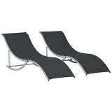Outsunny Set 2 sezlonguri de Gradina Pliabile, sezlong pentru Plaja din Aluminiu si Textilen, 61x165x63 cm | Aosom Romania