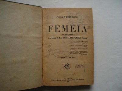 Femeia. Studiu social - Maria C. Butureanu (1921) foto