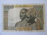 Rara! Statele Africii de Vest-Coasta de Fildeș 1000 Franci/Francs 1966 in stare buna