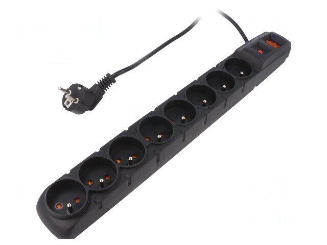 Prelungitor 8 Prize cu Protecție la Supratensiune 1.5M Negru
