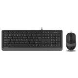 Kit TASTATURA si Mouse A4TECH, &quot;Fstyler FM10+FK10&quot;, wired, 104 taste format standard, mouse 1600dpi, 4/1 butoane, negru &amp;amp; gri, &quot;F1010 Grey&quot; (timbr