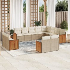 vidaXL Set canapele de grădină cu perne, 12 piese, bej, poliratan 3260595
