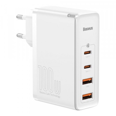 Incarcator Retea Baseus GaN2 Pro, 100W, 3A, 2 x USB-A - 2 x USB-C, Alb CCGAN2P-L02 foto
