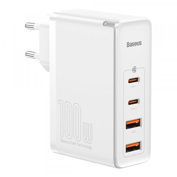 Incarcator Retea Baseus GaN2 Pro, 100W, 3A, 2 x USB-A - 2 x USB-C, Alb CCGAN2P-L02