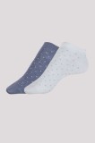 Șosete scurte damă bumbac cu buline (2 perechi), Esli Classic 802 - Turcuaz Pal-Jeans, 38-39 (25)