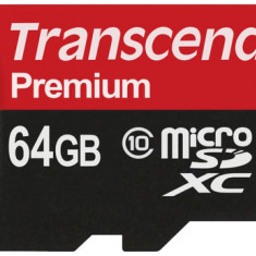 Card de memorie Transcend microSDXC, 64GB, Clasa 10, UHS-I + Adaptor