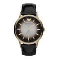 Ceas Barbatesc Emporio Armani Renato AR2467 Quartz, Curea Piele Naturala, Carcasa Inox, Cadran Analog Negru